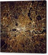 London At Night, Satellite Image Canvas Print
