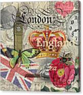 London England Vintage Travel Collage Canvas Print