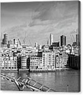 London Skyline St Paul's And The City Black And White Version Canvas Print