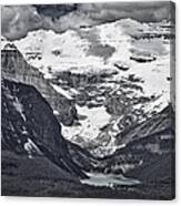 Looking Down At Lake Louise - Black And White #2 Canvas Print