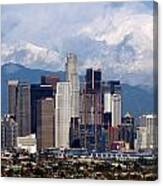 Los Angeles Skyline With Snowy Mountains Canvas Print