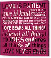 Love Is Patient - Heart Design Canvas Print