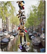 Love Padlocks In Amsterdam Canvas Print