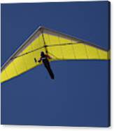Low Angle View Of A Person Hang-gliding Against Clear Blue Sky Canvas Print