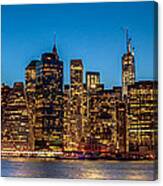 Lower Manhattan At Night Canvas Print