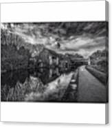 Lunchtime Walk Along A Winter Canal Canvas Print