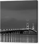 Mackinac Bridge Black And White Canvas Print
