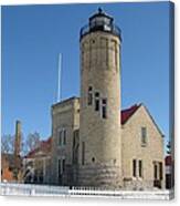 Mackinac Point Light In Winter Canvas Print