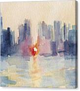 Manhattanhenge New York Skyline Painting Canvas Print
