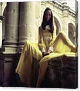 Marina Schiano Wearing A Yellow Dress Canvas Print