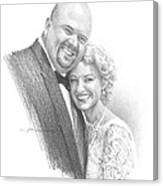 Married Hug Pencil Portrait Canvas Print