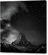 Matterhorn With Stars In Black And White Canvas Print