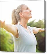 Mature Woman Yoga Exercise Canvas Print