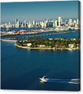 Miami City Biscayne Bay Skyline Canvas Print
