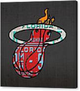 Miami Heat Basketball Team Retro Logo Vintage Recycled Florida License Plate Art Canvas Print