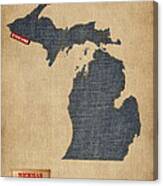 Michigan Map Denim Jeans Style Canvas Print