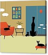 Mid Century Dogs And Cats Canvas Print