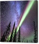 Milky Way And The Aurora Borealis Canvas Print