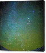 Milky Way Galaxy And Aurora Borealis Canvas Print