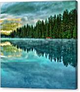 Mist And Moods Of Lake Beauvert Canvas Print
