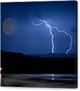 Misty Lake Full Moon Lightning Storm Fine Art Photo Canvas Print
