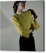 Model In Yellow Blouse And Black Skirt Canvas Print