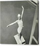 Model On A Diving Board In Bvd Swimsuit Canvas Print