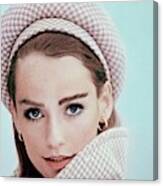 Model Wearing A Beret And Matching Coat Canvas Print