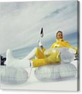 Model Wearing A Fur Ski Suit Canvas Print