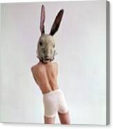 Model Wearing A Rabbit Mask Canvas Print