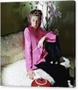 Model Wearing Pink Jacket Canvas Print