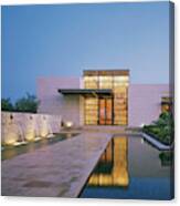 Modern Building With Pool At Dusk Canvas Print