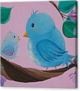 Mommy-baby Birds Canvas Print