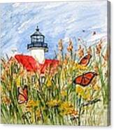 Monarch Butterflies At East Point Light Canvas Print