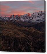 Mont Blanc Range At Sunset Captured Canvas Print