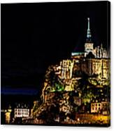 Mont Saint Michel At Night Panorama Canvas Print