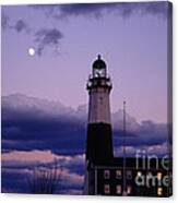 Montauk Lighthouse With Moon Canvas Print