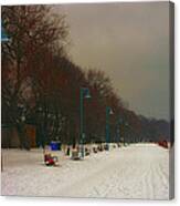 Moody Board Walk Winter Canvas Print