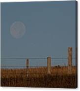 Moon And Fenceposts Canvas Print