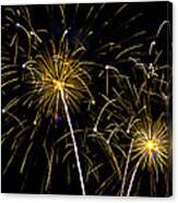 Moon Over Golden Starburst- July Fourth - Fireworks Canvas Print