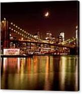 Moon Over The Brooklyn Bridge Canvas Print
