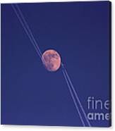 Moon With Airplanes Canvas Print