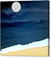 Moonlight Walk At Low Tide Canvas Print