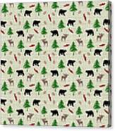Moose And Bear Pattern Canvas Print
