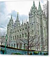 Mormon Temple In Early Spring Canvas Print