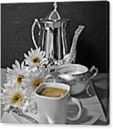 Morning Coffee With White Chrysanthemum Still Life Art Poster Canvas Print