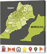 Morocco Navigation Map Canvas Print