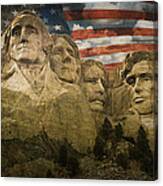 Mount Rushmore With The Stars And Stripes Canvas Print