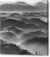 Mountain Layers In Black & White Canvas Print