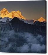 Mt Everest Lhotse And Makalu Nepal Canvas Print